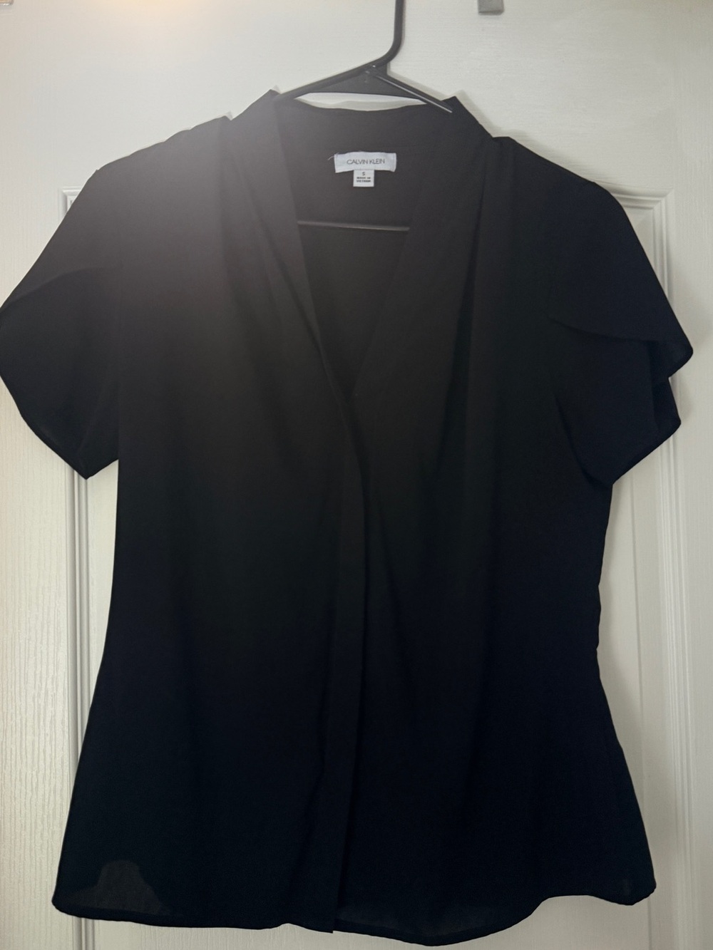 Calvin Klein Black V-Neck Short Sleeve Blouse